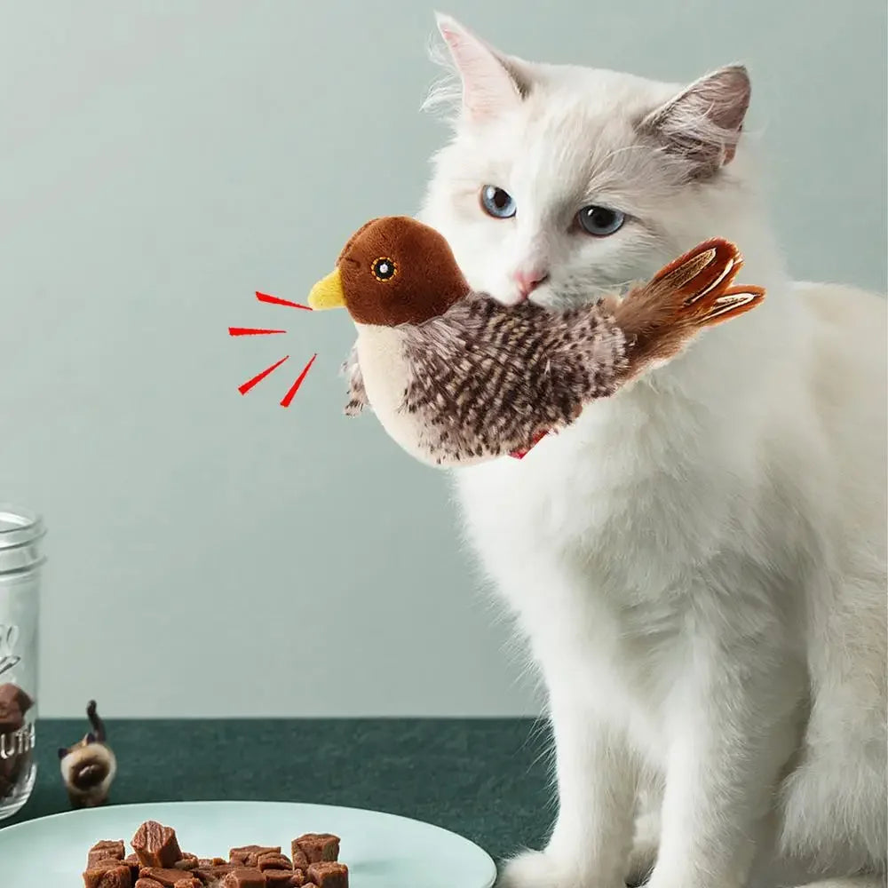 Electric Squeaky Simulation Bird Plush Cats Toy - Katokitten