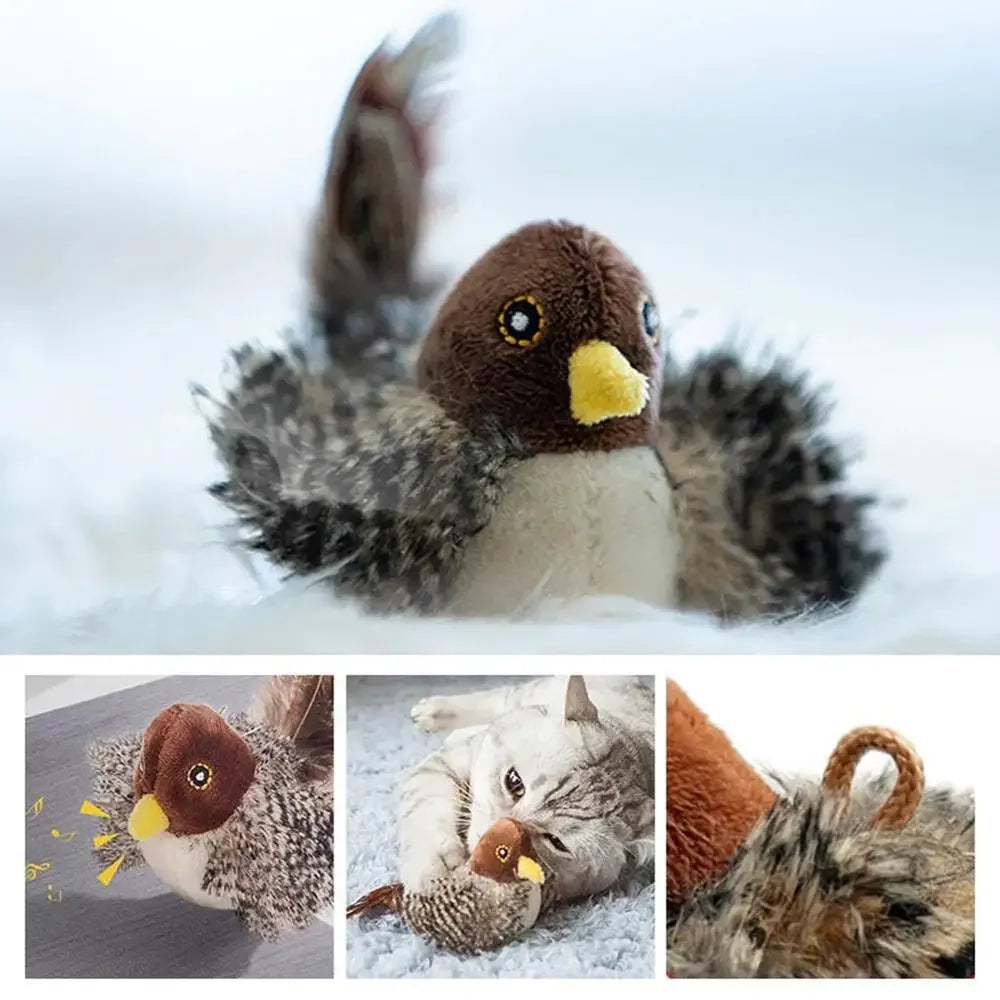 Electric Squeaky Simulation Bird Plush Cats Toy - Katokitten