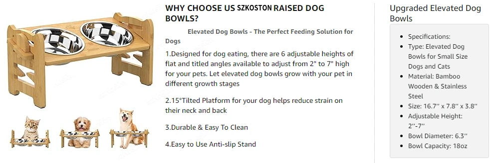 Feeder Stand with Stainless Steel Food Bowls - Katokitten