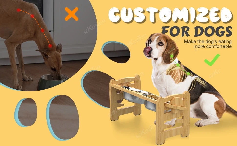 Feeder Stand with Stainless Steel Food Bowls - Katokitten