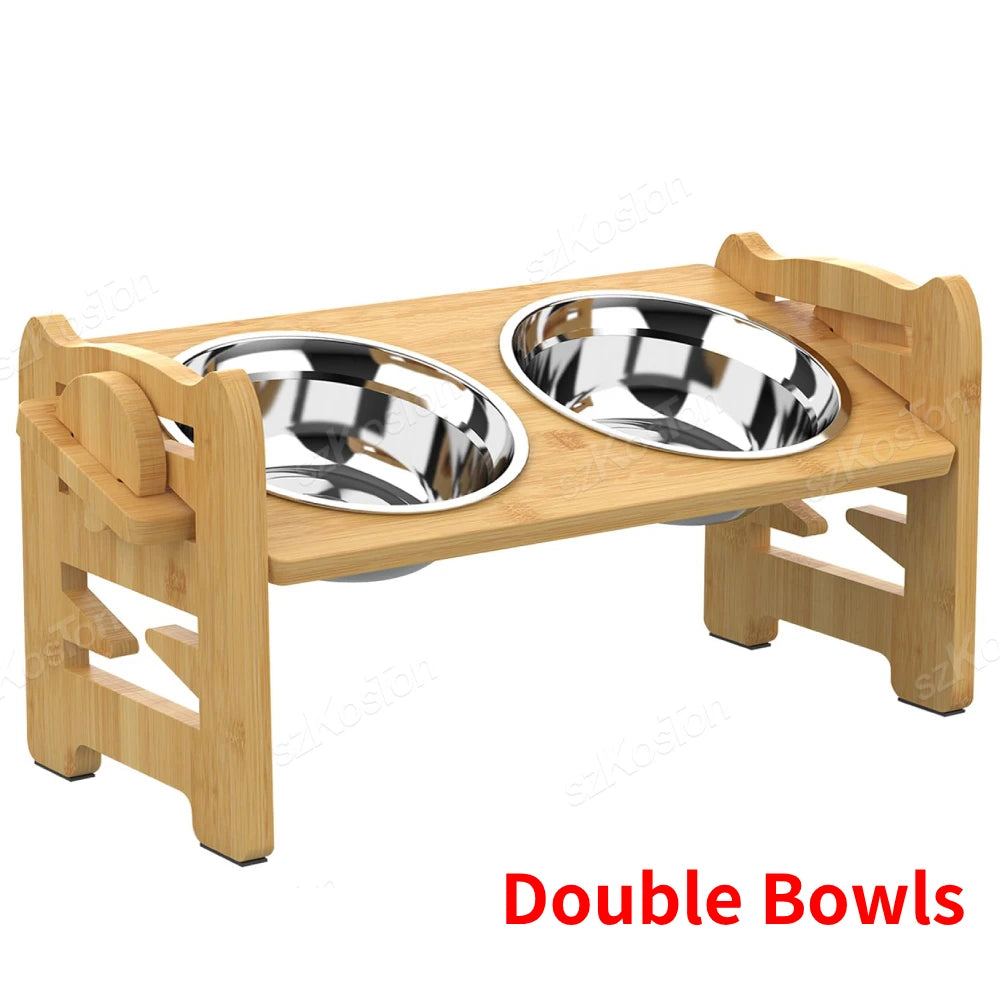 Feeder Stand with Stainless Steel Food Bowls - Katokitten