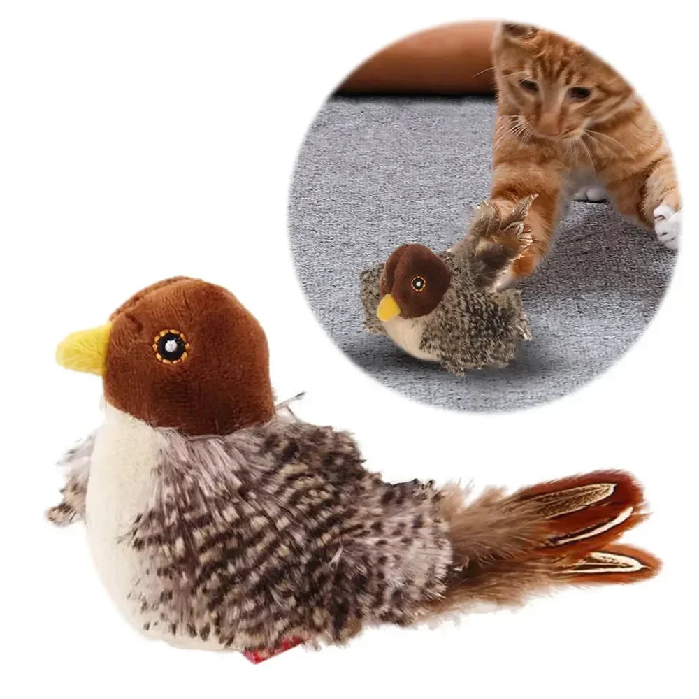Interactive Flying Bird Flapping Wings Sparrow Catnip Cat Toy - Katokitten
