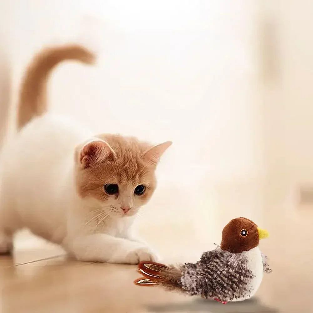 Interactive Flying Bird Flapping Wings Sparrow Catnip Cat Toy - Katokitten