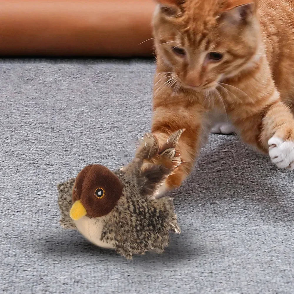 Interactive Flying Bird Flapping Wings Sparrow Catnip Cat Toy - Katokitten