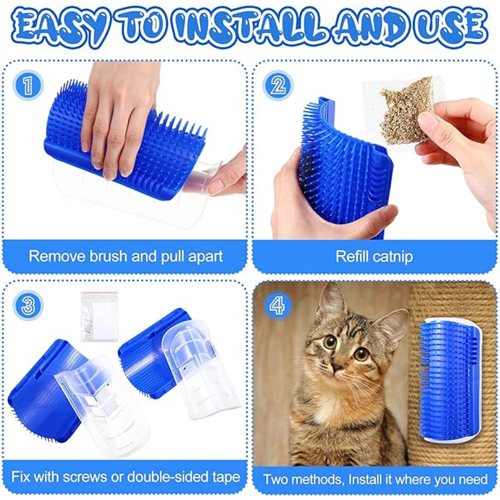 Catnip Cat Wall Brush Corner Cat Scratcher - Katokitten