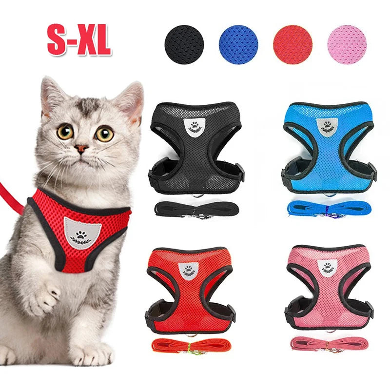 Pet Cat Harness with Lead Leash Adjustable - Katokitten