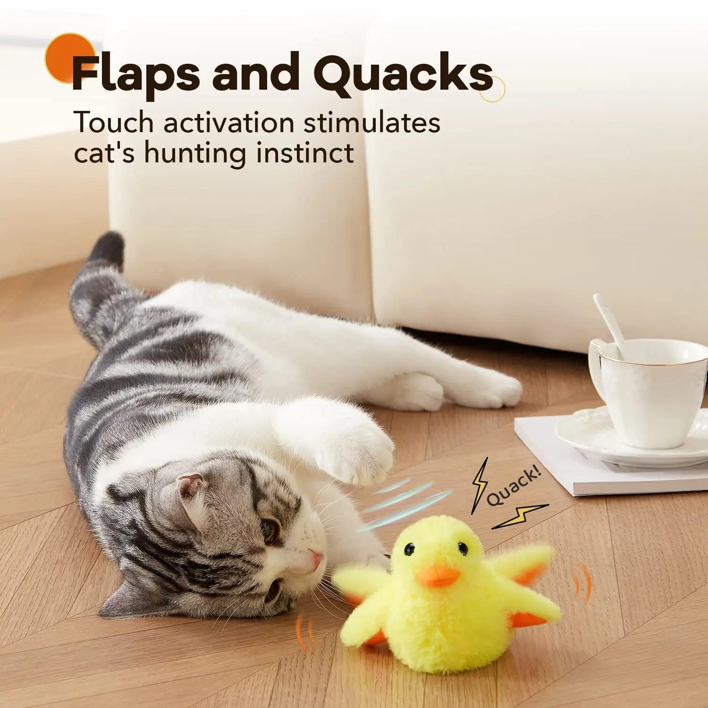 Electric Bird Rechargeable with Catnip Touch Activated Plush Toy - Katokitten