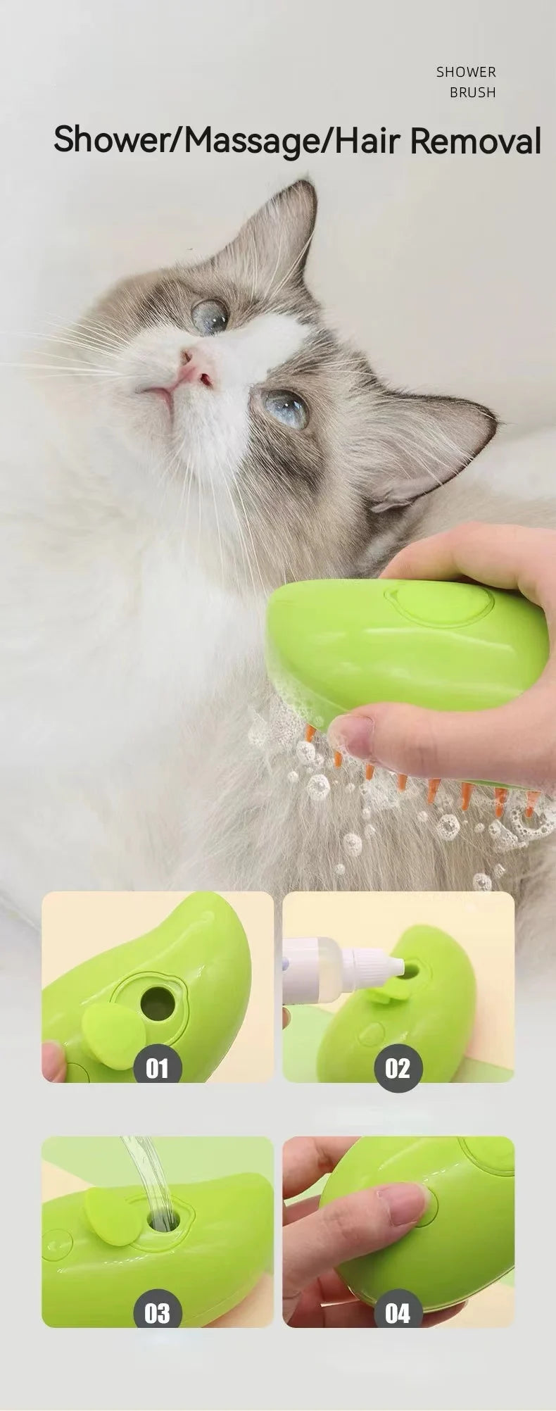 3-in-1 Pet Cat Hair Brush - Katokitten