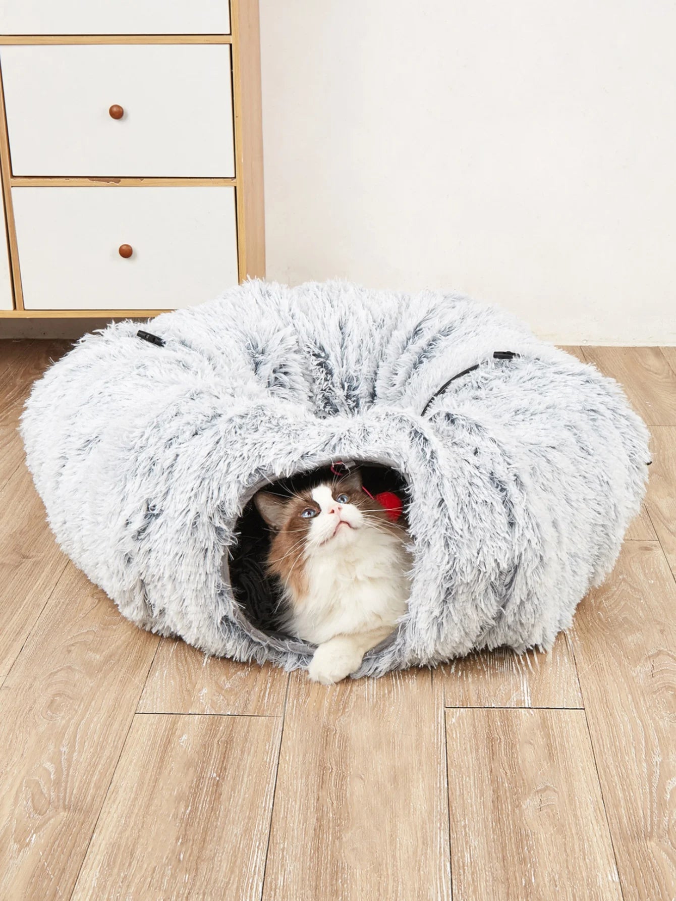 Pet Cat Plush Bed with Tunnel for Indoor Cats - Katokitten