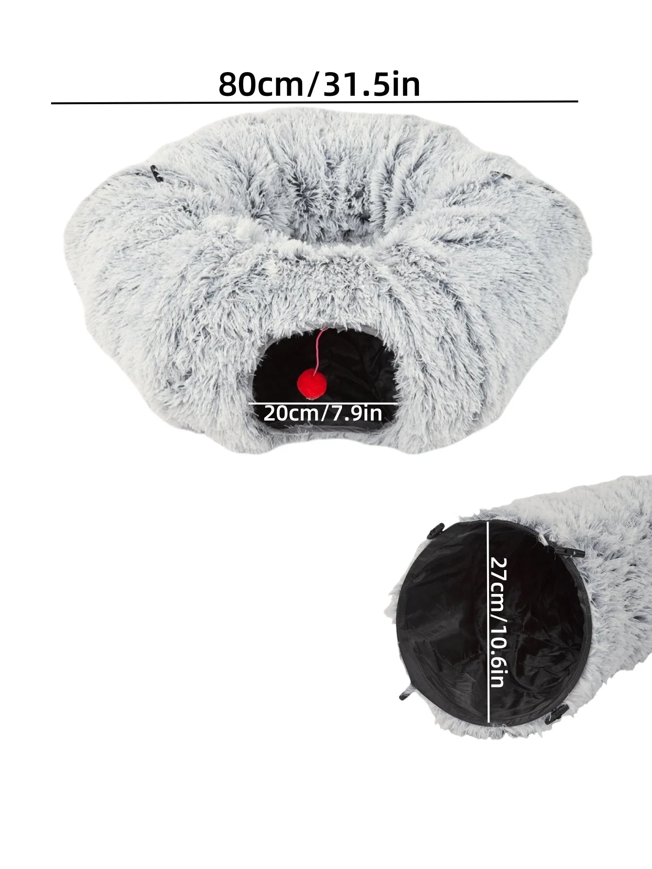 Pet Cat Plush Bed with Tunnel for Indoor Cats - Katokitten