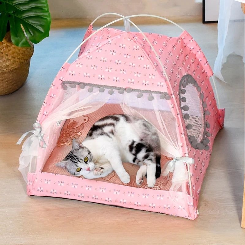 Pet Cat Broken Flower Tent Cat House - Katokitten