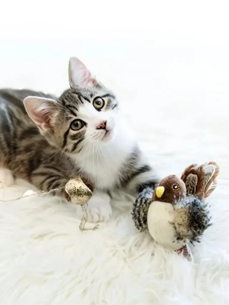 Electric Squeaky Simulation Bird Plush Cats Toy - Katokitten