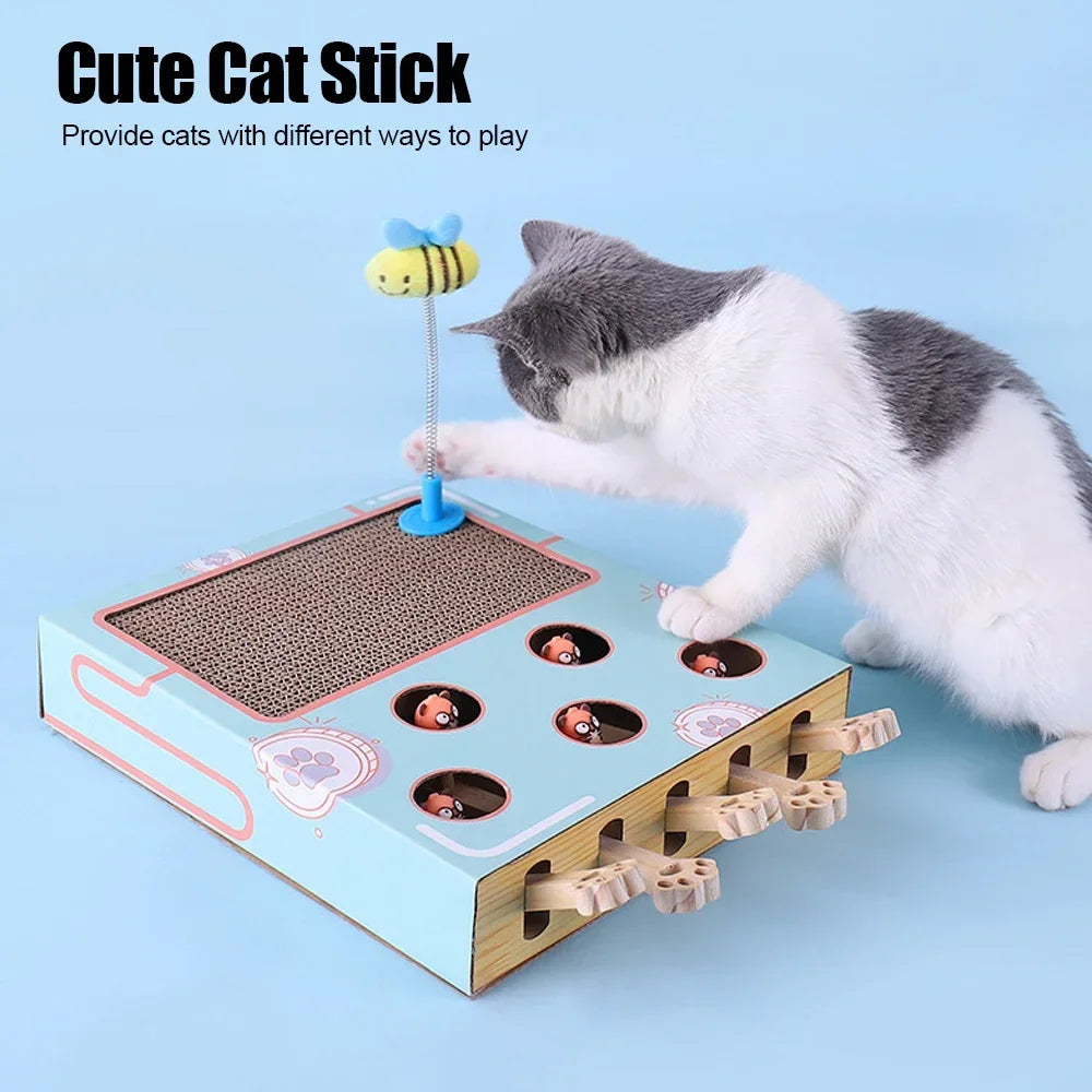 Interactive Educational 3 in 1 Funny Cat Stick With Scratcher Toy - Katokitten
