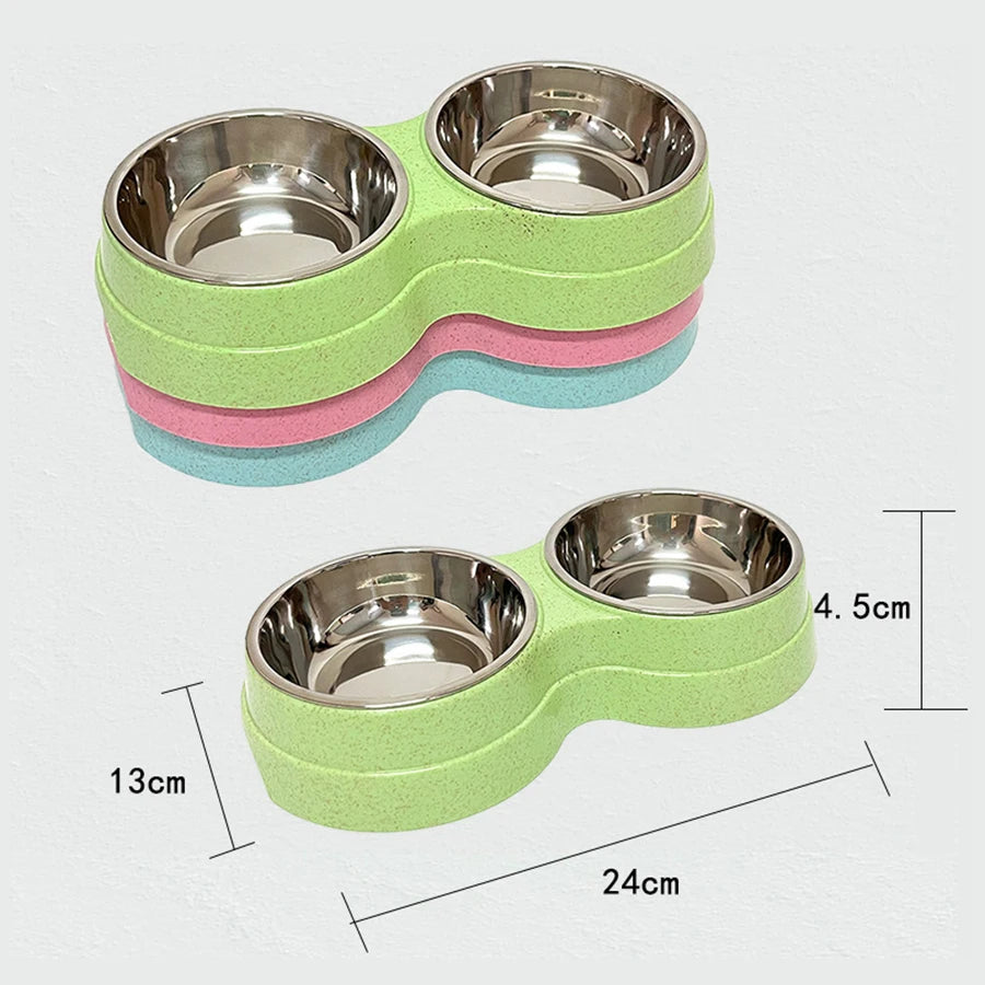 Pet Environmental Protection Wheat Straw Double Bowl - Katokitten