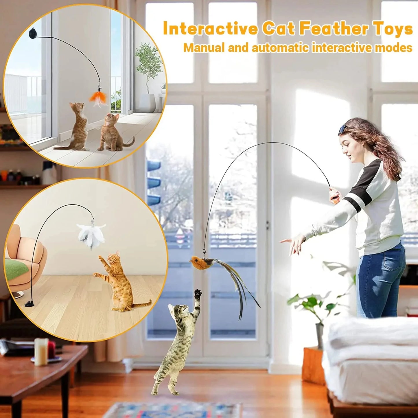 Interactive Super Suction Cup Detachable Kitten Cat Toys - Katokitten
