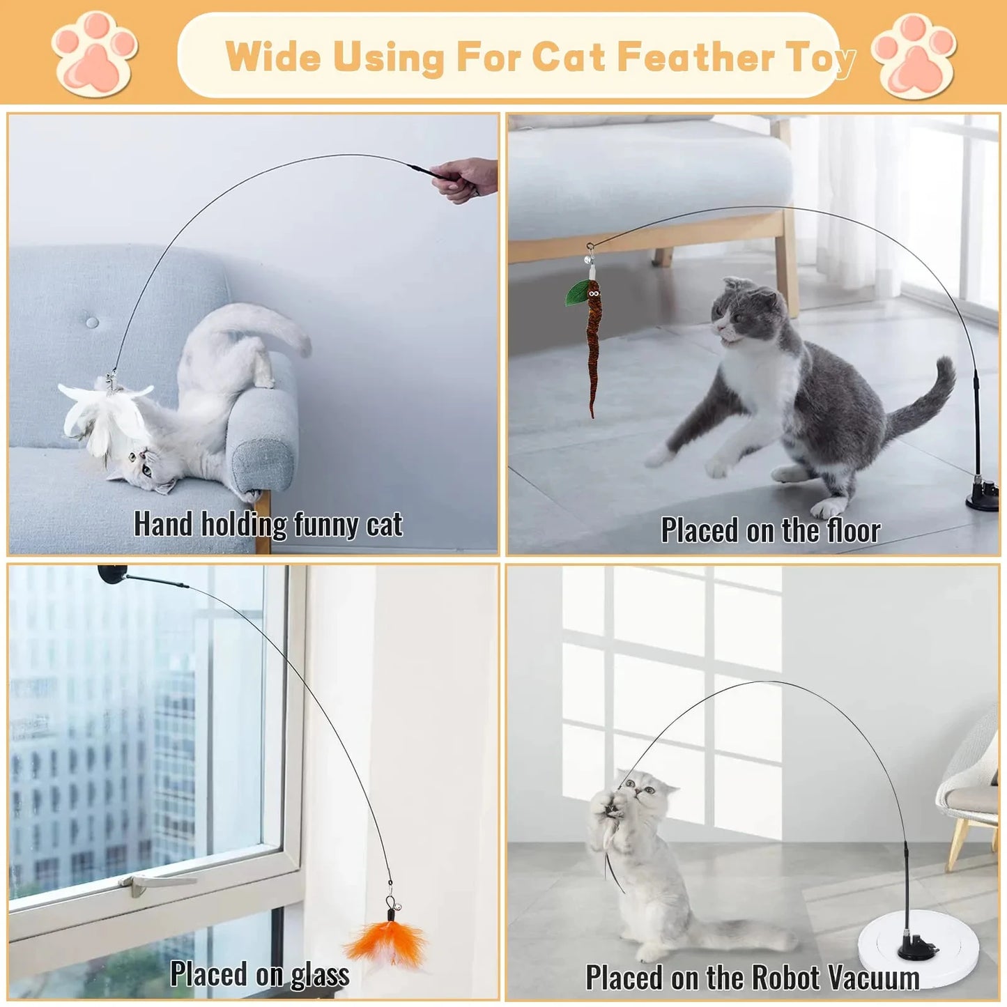 Interactive Super Suction Cup Detachable Kitten Cat Toys - Katokitten