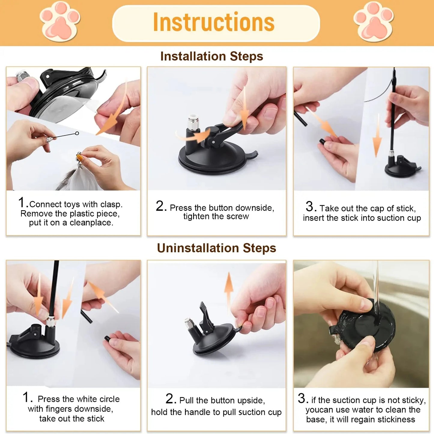 Interactive Super Suction Cup Detachable Kitten Cat Toys - Katokitten