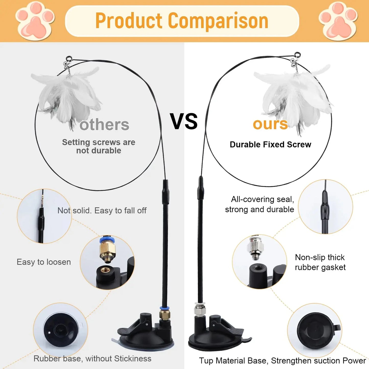 Interactive Super Suction Cup Detachable Kitten Cat Toys - Katokitten