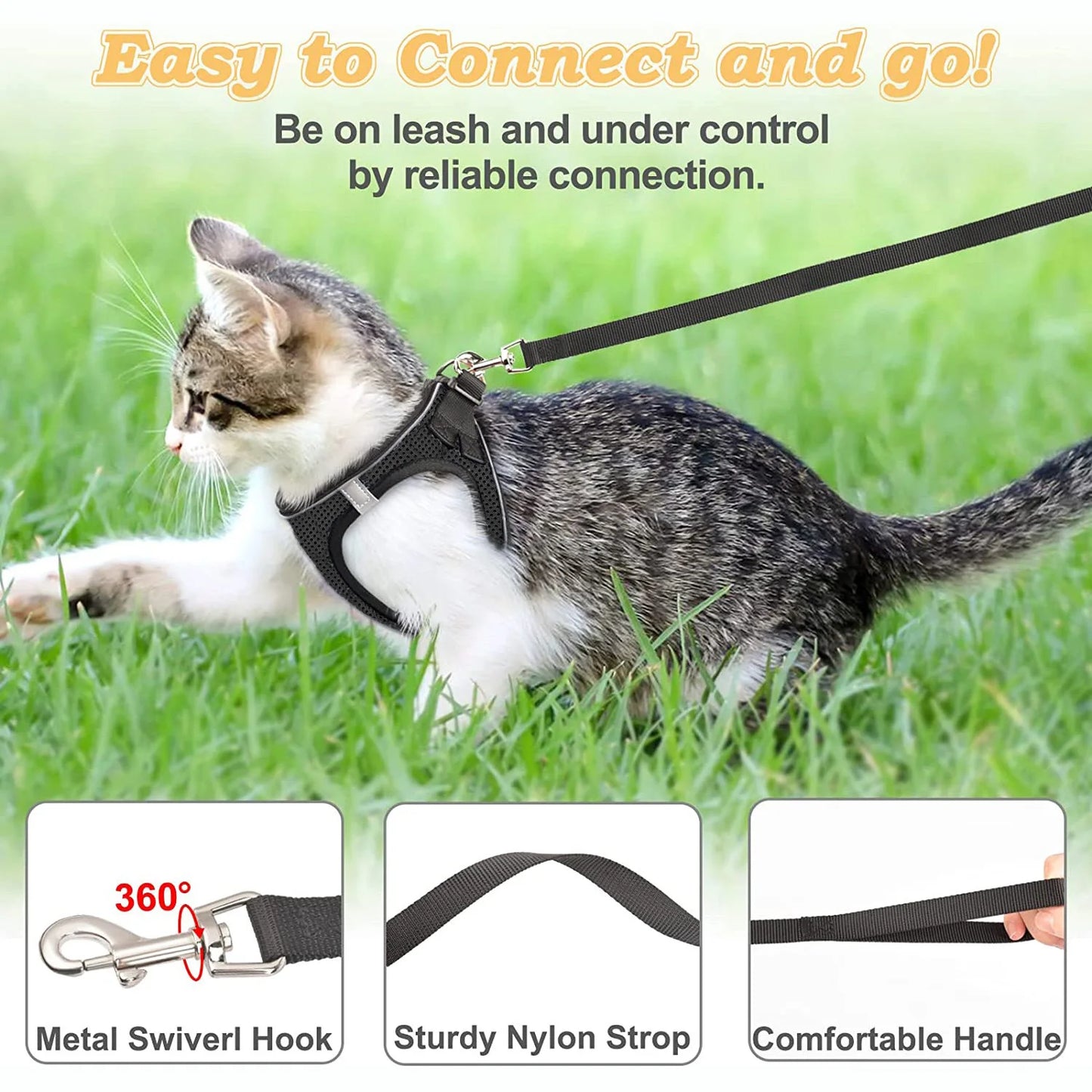 Pet Cat Harness and Leash Adjustable - Katokitten