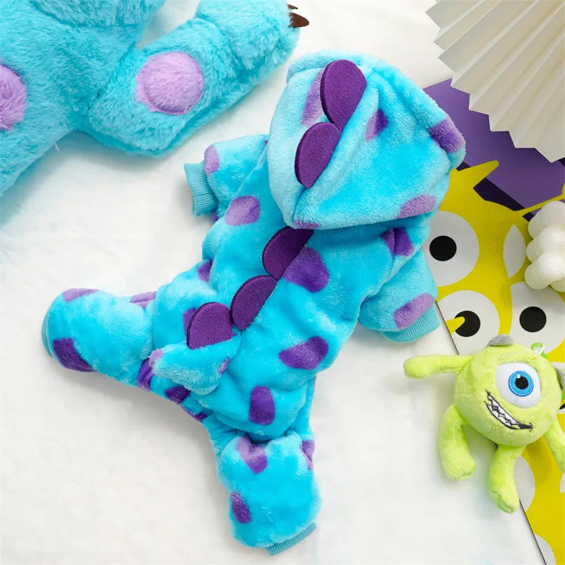 Winter Warm Blue Dinosaur Hooded Coat Pet Cat - Katokitten