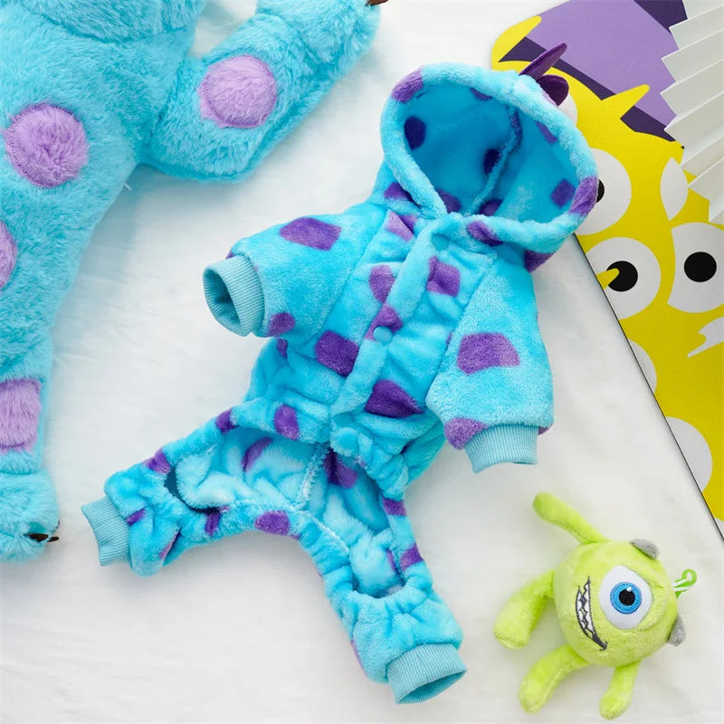 Winter Warm Blue Dinosaur Hooded Coat Pet Cat - Katokitten
