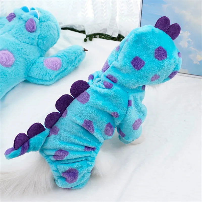 Winter Warm Blue Dinosaur Hooded Coat Pet Cat - Katokitten