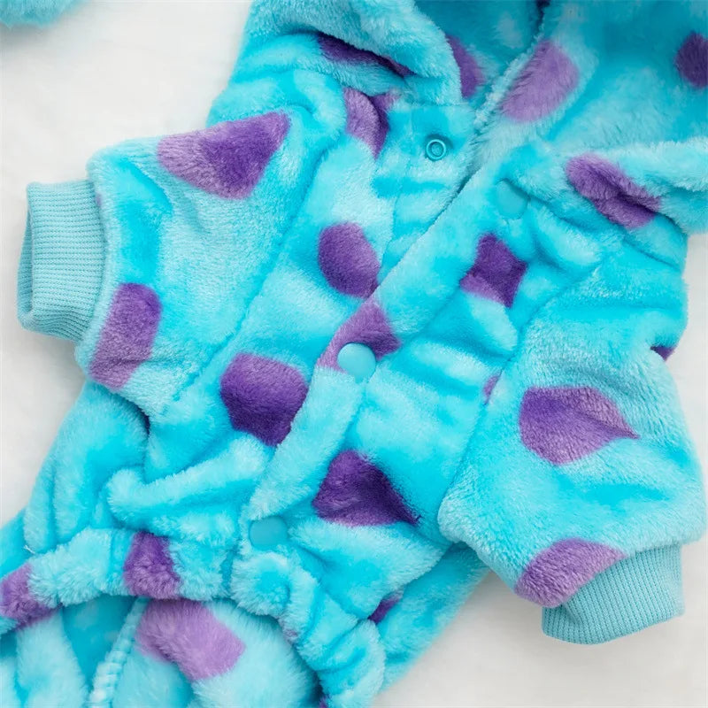 Winter Warm Blue Dinosaur Hooded Coat Pet Cat - Katokitten