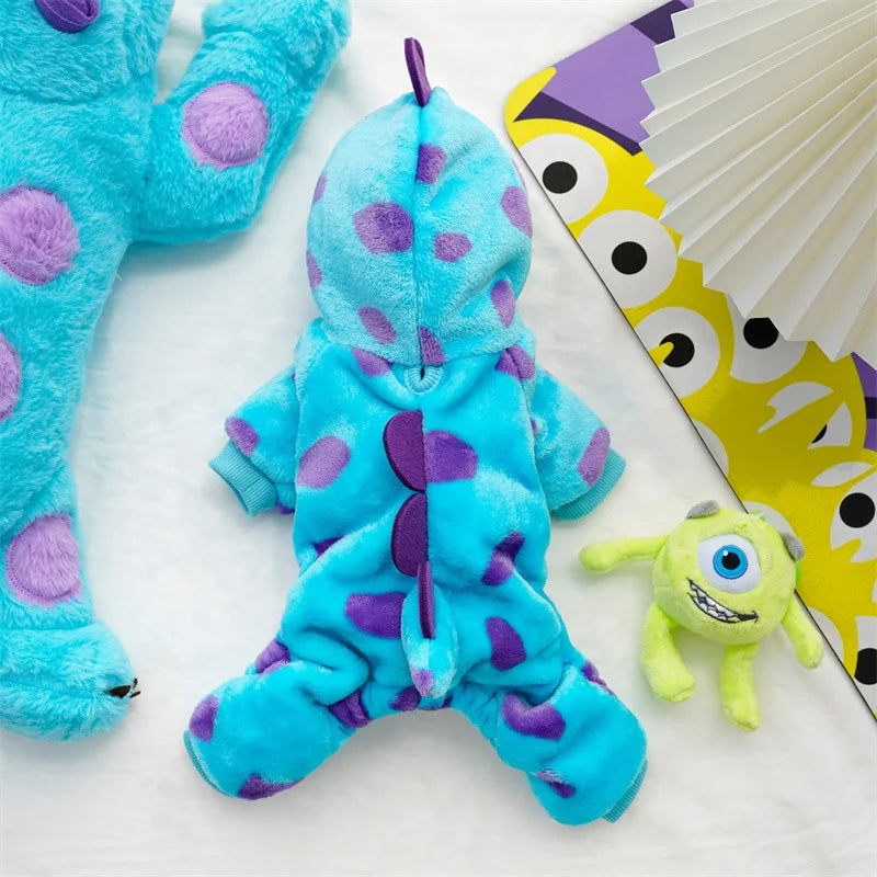 Winter Warm Blue Dinosaur Hooded Coat Pet Cat - Katokitten