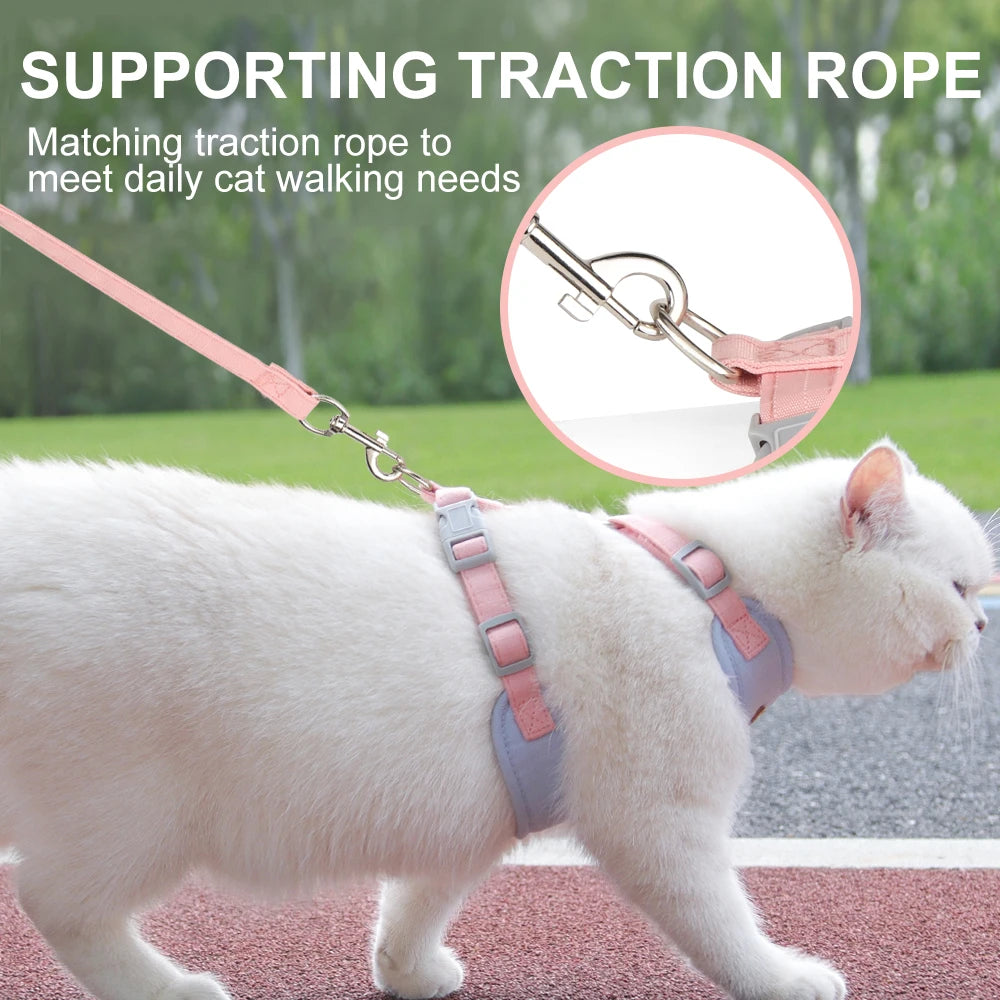 Breathable Nylon Mesh Cat Harness Leash Set - Katokitten