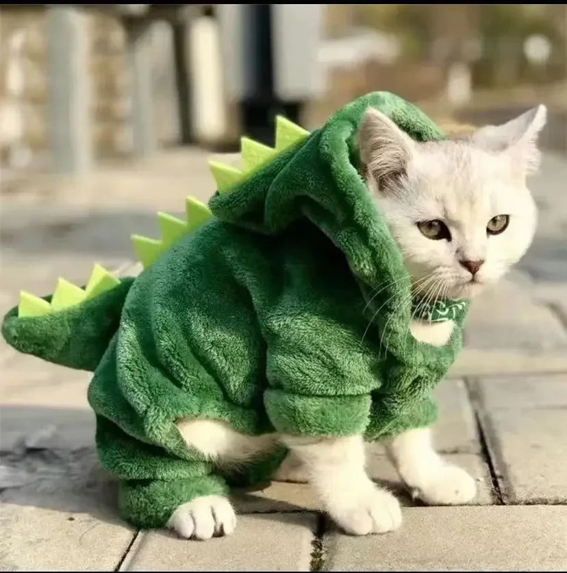 Winter Warm Funny Dinosaur Cosplay Costume Cat Coat - Katokitten