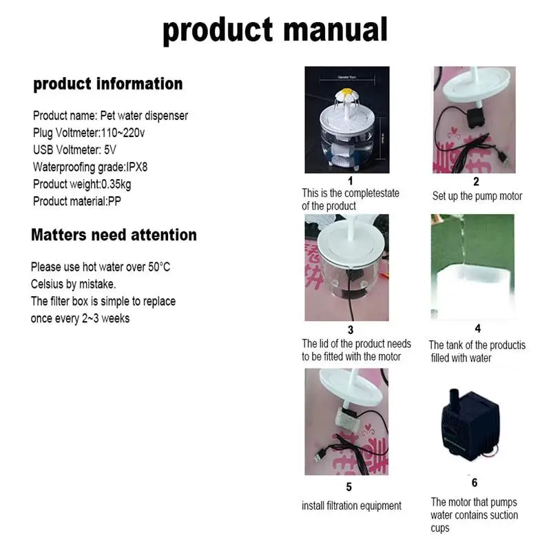 Pet Water Fountain Auto Filter USB Electric Bowl - Katokitten