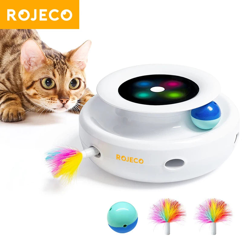 2 in 1 Automatic Feather Fun Ball Cat Toy Set - Katokitten