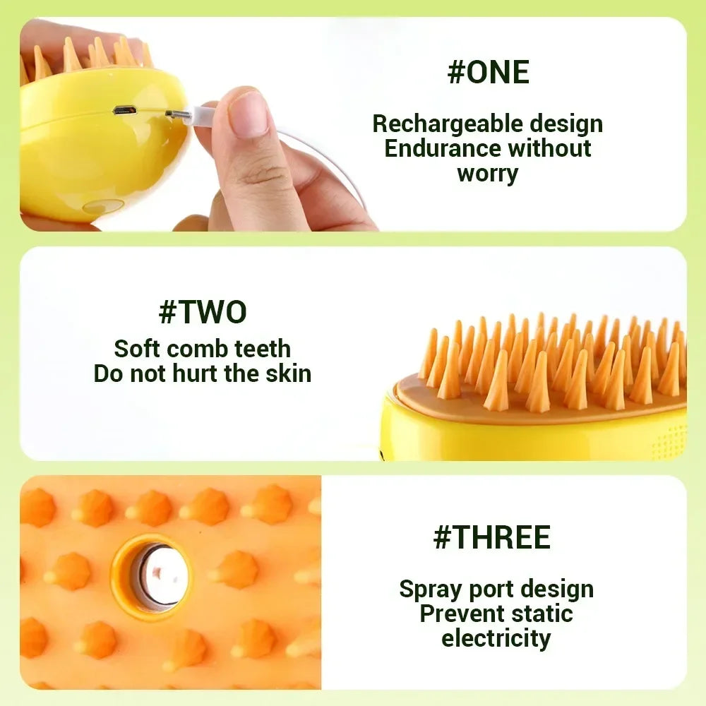 USB Rechargeable Puppy Hair Massage Comb Steam Brush - Katokitten