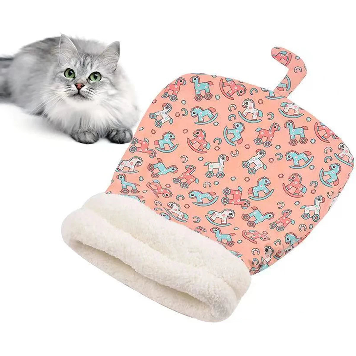 Pet Cat Sleeping Bag Soft Cuddly Fluffy Feel Thickened - Katokitten