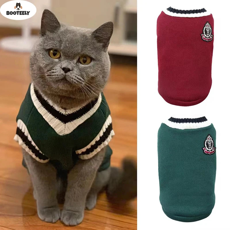 Pet Cat Solid Costume Autumn Winter Christmas Sweater - Katokitten
