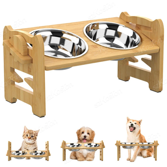 Feeder Stand with Stainless Steel Food Bowls - Katokitten
