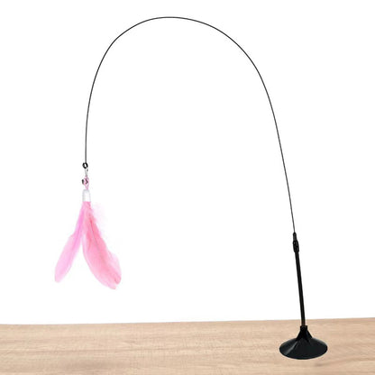 Interactive Suction Cup Cat Toy With Removable Feathers - Katokitten