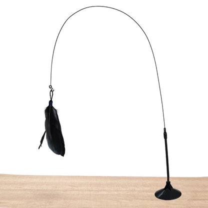 Interactive Suction Cup Cat Toy With Removable Feathers - Katokitten