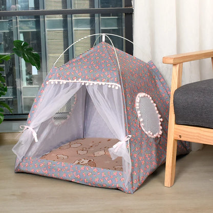 Pet Cat Broken Flower Tent Cat House - Katokitten
