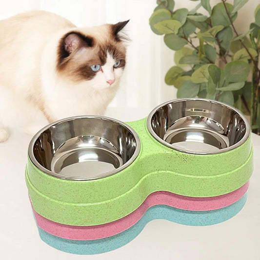 Pet Environmental Protection Wheat Straw Double Bowl - Katokitten
