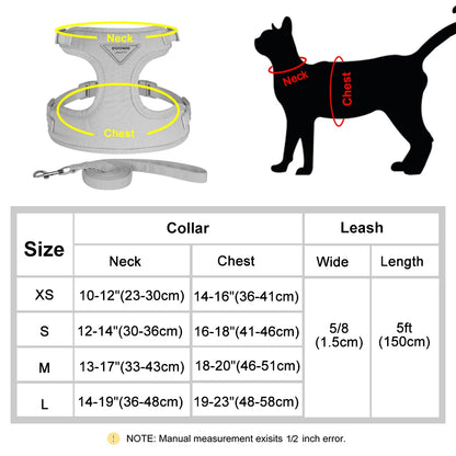 Breathable Nylon Mesh Cat Harness Leash Set - Katokitten