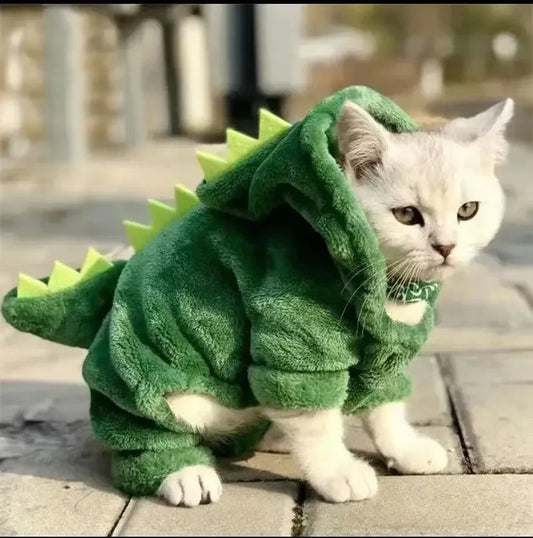 Winter Warm Funny Dinosaur Cosplay Costume Cat Coat - Katokitten