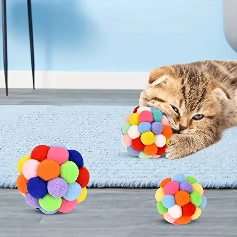 3PCS Elastic Bell Ball Cat Toys - Katokitten