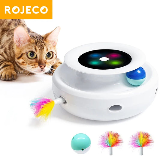 2 in 1 Automatic Feather Fun Ball Cat Toy Set - Katokitten