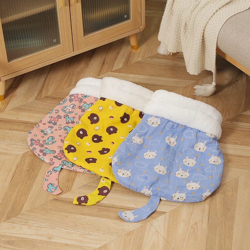 Pet Cat Sleeping Bag Soft Cuddly Fluffy Feel Thickened - Katokitten